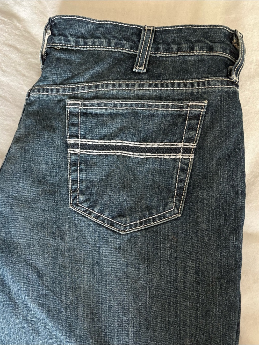 Men's Dark Indigo Stretch Denim Jeans - Classic Back Pocket